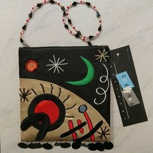 Sue Wong Black Artsy Evening Small Handbag NWT